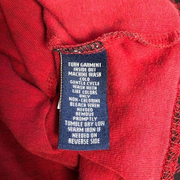 Chaps Womens Top Sz 1X Red Black Houndstooth Long Sleeve Ruffled V-Neck Pullover - Picture 6 of 8